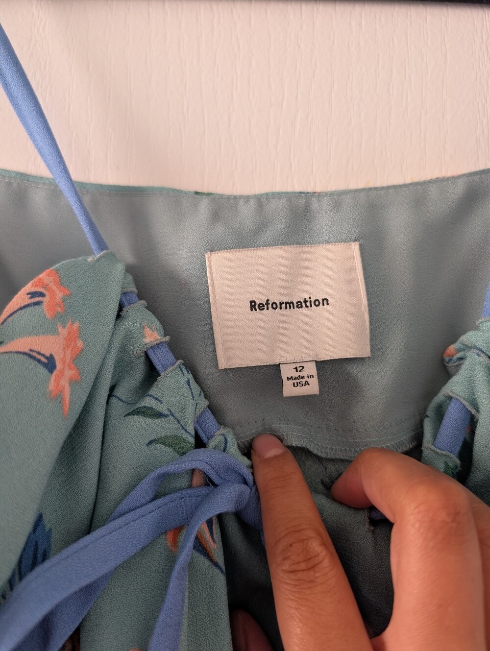 Reformation Camira Blue Floral Dress Size 12 - Picture 4 of 5